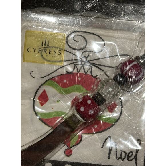 Cypress Home It’s A Party Gift Set Christmas Noel Spreader Glass Board Napkins - Picture 3 of 4